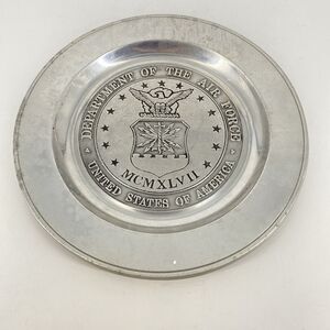Vintage Wilton Pewter US Air Force Seal Plate 10 7/8” Military USAF